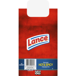 Straightbackimage for Lance Peanuts, Hot and Spicy, 1.37 Oz Individual Packs, 12 Count