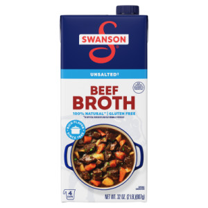 Swanson® 100% Natural Unsalted Beef Broth, 32 oz Carton (12 Pack)