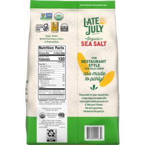 Straightbackimage for Late July Snacks Thin and Crispy Organic Tortilla Chips with Sea Salt, 10.1 oz Bag