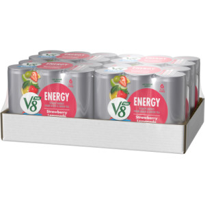 Closecaseimage for V8 +Energy® Diet Strawberry Lemonade Juice Energy Drink, 8 fl oz Can (24 Pack)