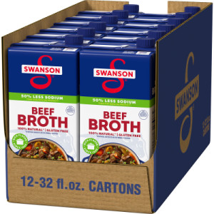Opencaseimage for Swanson® 100% Natural Lower Sodium Beef Broth, 32 oz Carton (12 Pack)