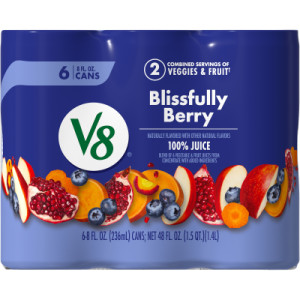 Straightbackimage for V8® Blissfully Berry 100% Fruit and Vegetable Juice, 8 fl oz Can (24 Pack)