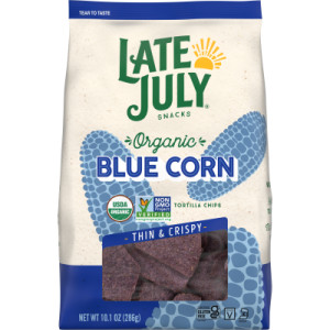 Late July Snacks, Thin and Crispy Organic Tortilla Chips, Blue Corn, 10.1-oz. Bag