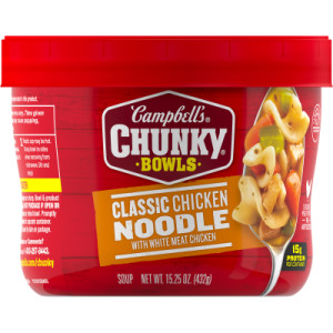 Campbell’s® Chunky® Soup, Classic Chicken Noodle Soup, 15.25 oz Microwavable Bowl (Case of 8)