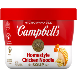 Campbell’s® Homestyle Chicken Noodle Soup, 15.4 Oz Microwavable Bowl (Case of 8)