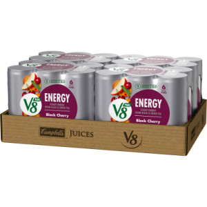 Opencaseimage for V8 +Energy® Black Cherry Juice Energy Drink, 8 fl oz Can (24 Pack)