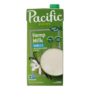 Pacific Foods® Vanilla Hemp Milk, Plant Based Milk, 32 oz Carton (12 Pack)