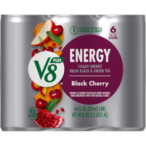 V8 +Energy® Black Cherry Juice Energy Drink, 8 fl oz Can (24 Pack)