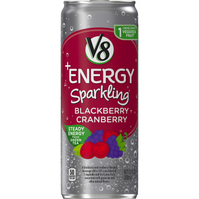 Sparkling Healthy Energy Drink, Natural Energy from Tea, Blackberry Cranberry