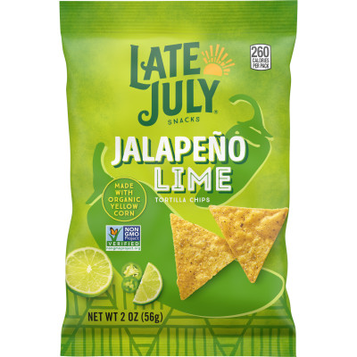 Late July Snacks, Jalapeño Lime Tortilla Chips, 2 Oz Snack Bag