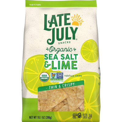 Thin and Crispy Organic Tortilla Chips with Sea Salt and Lime