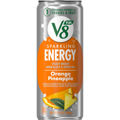 V8 +Energy® Sparkling Orange Pineapple Juice Energy Drink, 11.5 fl oz Can (12 Pack)