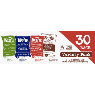 Potato Chips Variety Pack (Sea Salt & Vinegar, Krinkle Salt & Pepper, Backyard BBQ, Jalapeno)