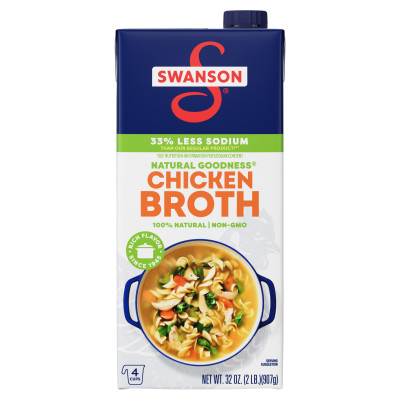 Swanson® Natural Goodness® Lower Sodium Chicken Broth, 32 oz Carton (12 Pack)