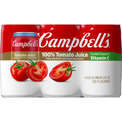 Campbell’s® 100% Tomato Juice, 5.5 fl oz Can (48 Pack)