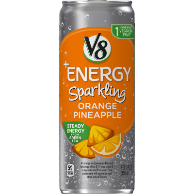 Sparkling Healthy Energy Drink, Natural Energy from Tea, Orange Pineapple