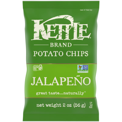 Kettle Brand Potato Chips, Jalapeno Kettle Chips, Snack Bag, 2 Oz