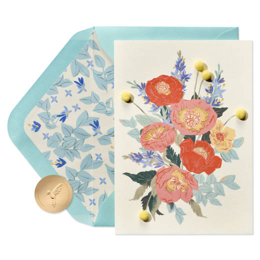 Blue Coral Flowers Thinking of You Friendship Greeting Card