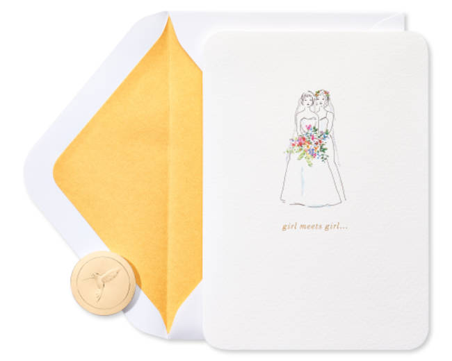 Girl Meets Girl Lesbian Wedding Greeting Card