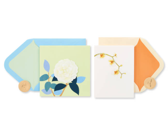 Rose and Orchid Blank Greeting Card Bundle 2-Count