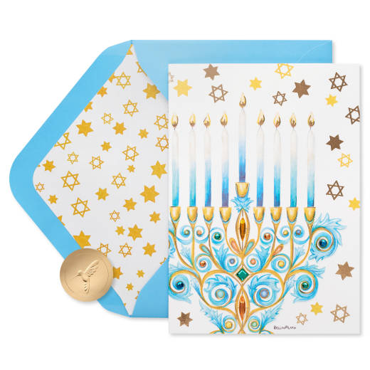 Health, and Happiness Menorah Hanukkah Boxed Cards, 8-Count