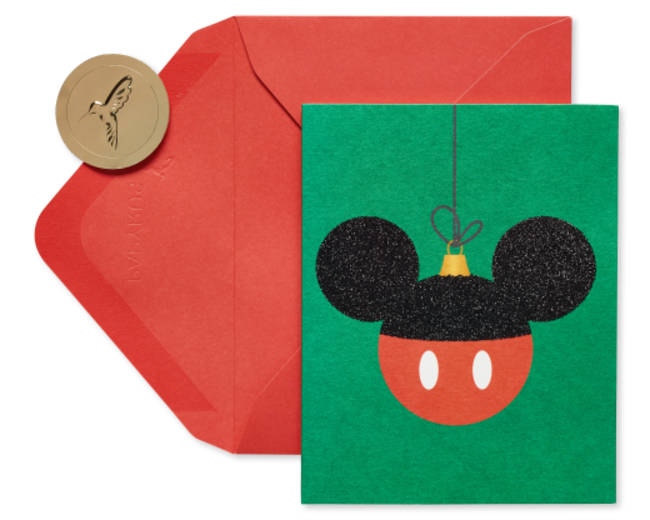 Mickey Mouse Disney Holiday Ornament Christmas Boxed Cards, 20-Count