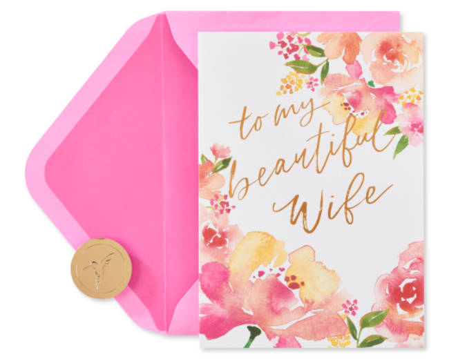 Floral Anniversary Greeting Card for Wife