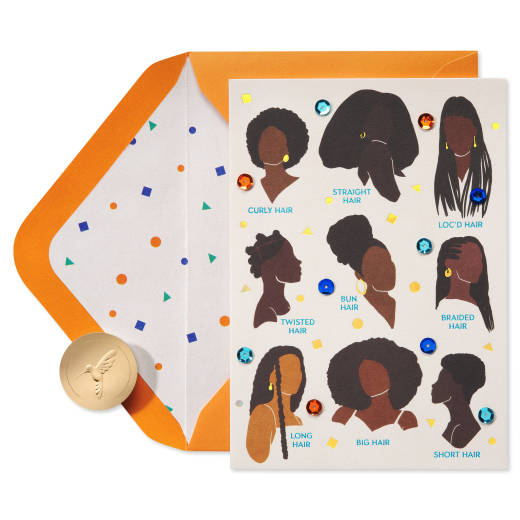 Hair, However You Rock It Birthday Greeting Card - Illustrated by Sarah Dahir