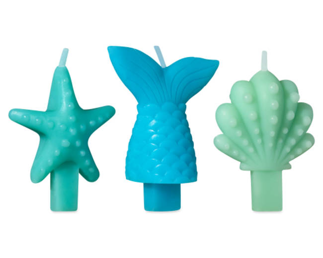 Mermaid Birthday Candles 3-Count