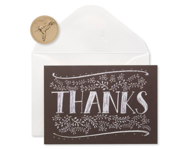 Floral Chalkboard Thank You Boxed Blank Note Cards with Envelopes 14-Count