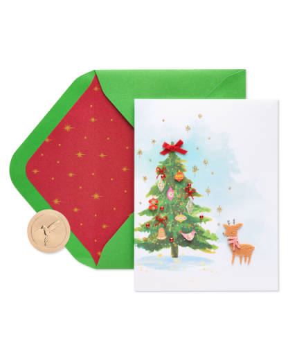 Watercolor Christmas Tree Christmas Greeting Card