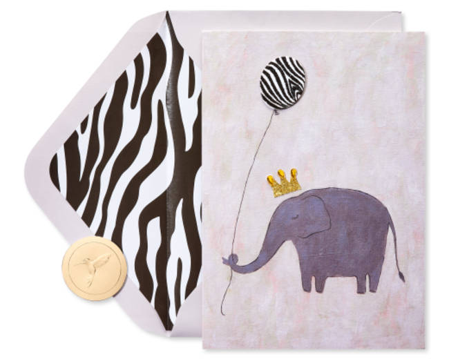 Elephant and Zebra Birthday Greeting Card