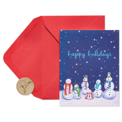 Happy Holidays Snowmen Christmas Boxed Cards, 20-Count