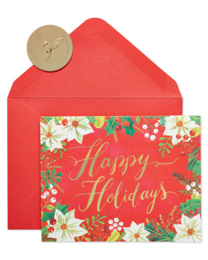 Happy Holidays Glitter Holiday Boxed Cards, 20-Count