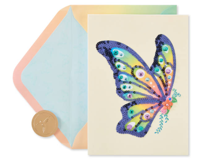 Sequin Butterfly Blank Greeting Card