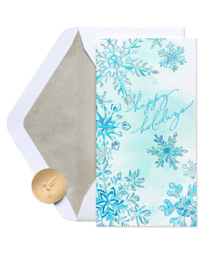 Watercolor Snowflakes Happy Holidays Greeting Card