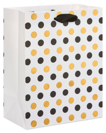 Black and Gold Polka Dots Large Gift Bag