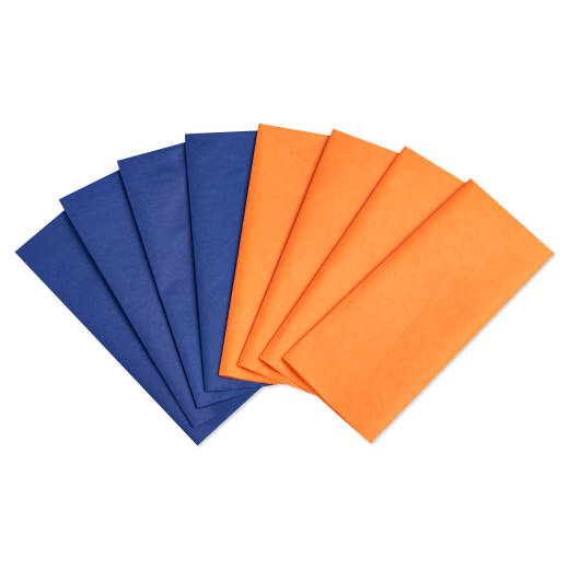 Navy and Orange Tissue Paper, 8-Sheets