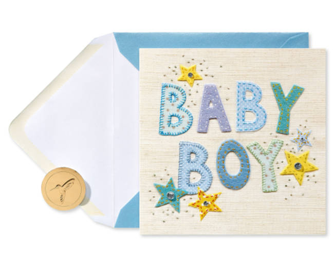 Patchwork Baby Boy New Baby Greeting Card