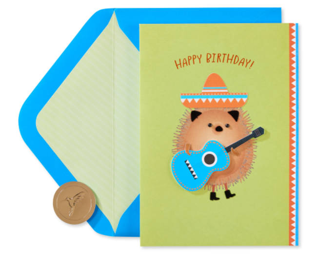 Hedgehog Holding Guitar Birthday Greeting Card