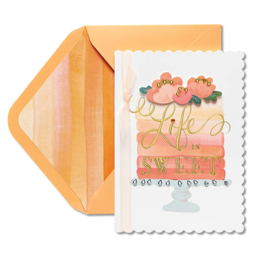 Ombre Floral Cake Birthday Greeting Card