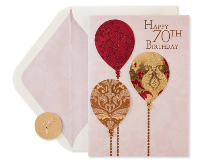 Sparkle Balloons 70th Birthday Greeting Card