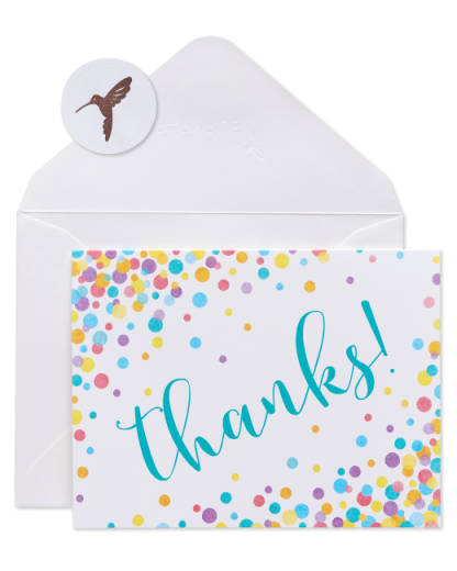 Confetti Thank You Boxed Blank Note Cards with Envelopes 16-Count