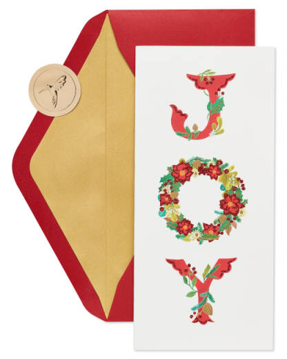 Joy Wreath Holiday Boxed Cards, 16-Count