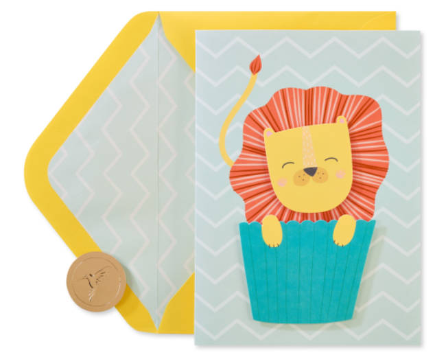 Lion Cupcake Birthday Greeting Card