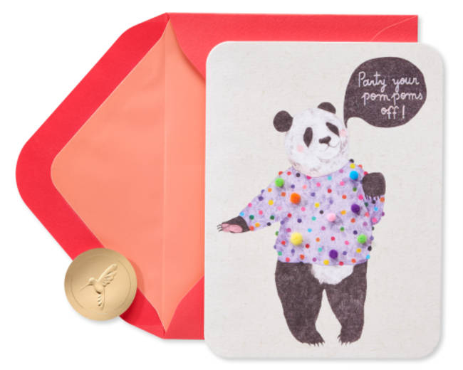 Pom Pom Panda Funny Birthday Greeting Card