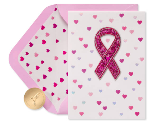 Pink Breast Cancer Awareness RibbonBlank Thinking of You Greeting Card