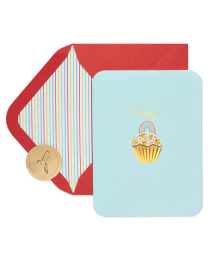 Rainbow Cupcake Birthday Greeting Card