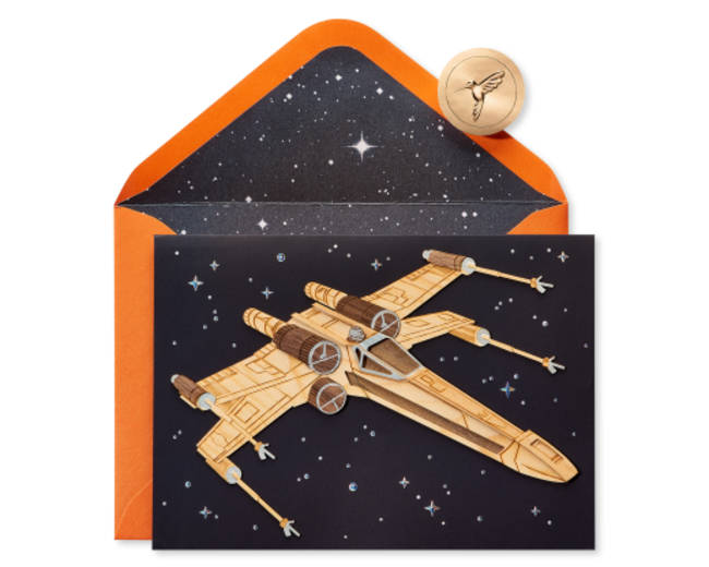 Wood X Wing Fighter Star Wars Birthday Greeting Card