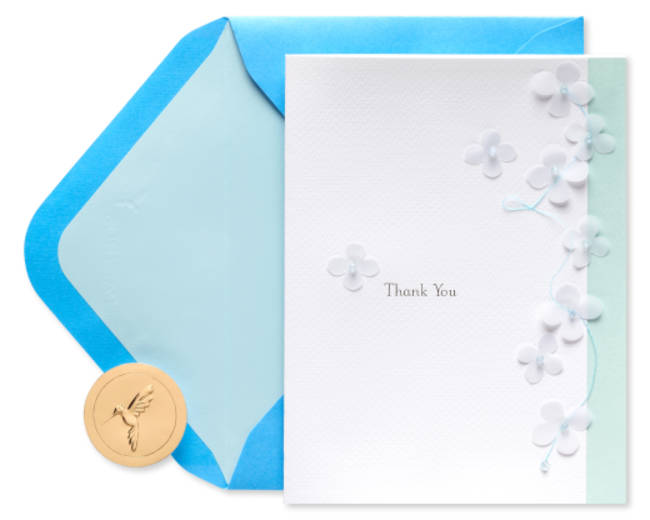 Light Blue Flowers Thank You Greeting Card